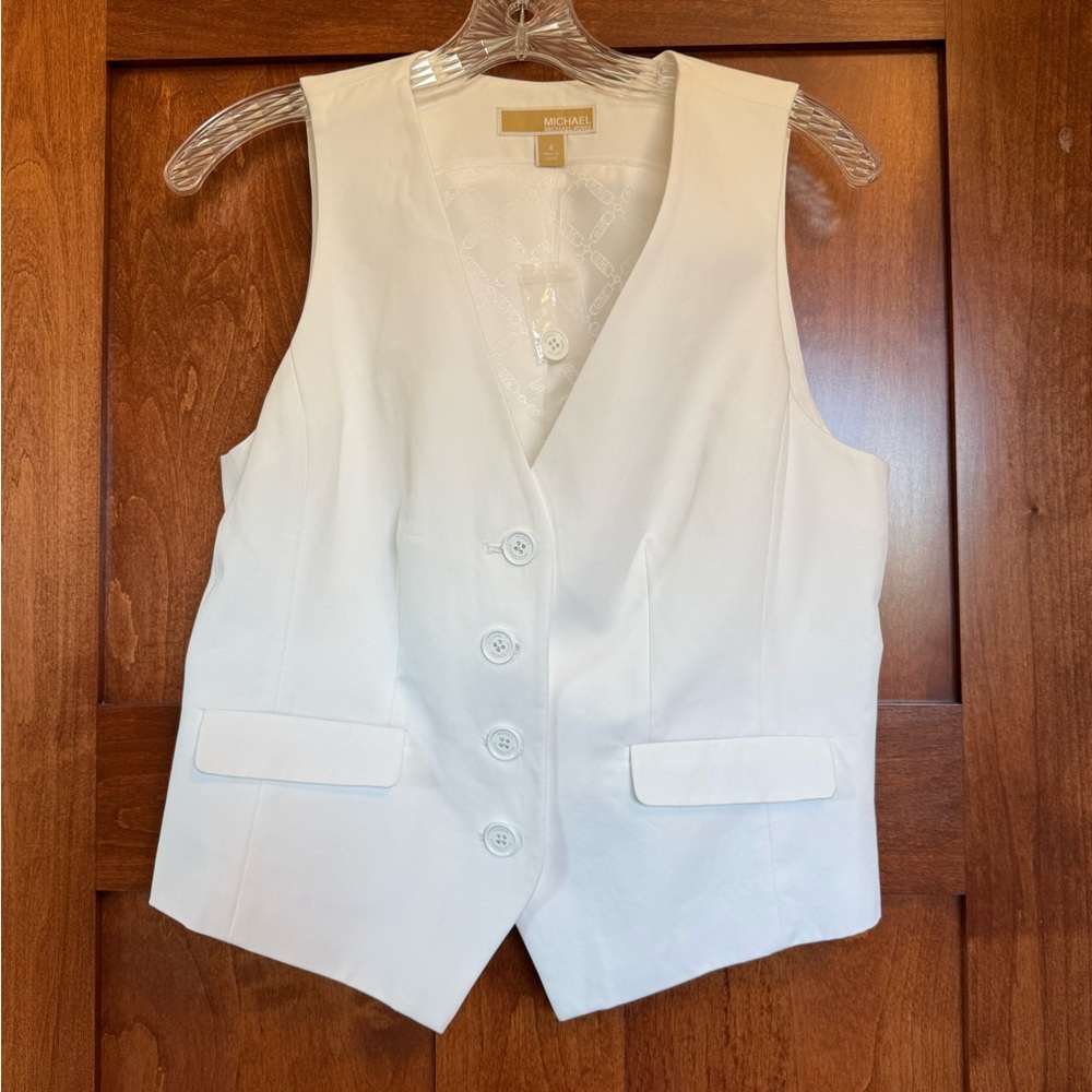 Michael Kors White Button-Up Vest
